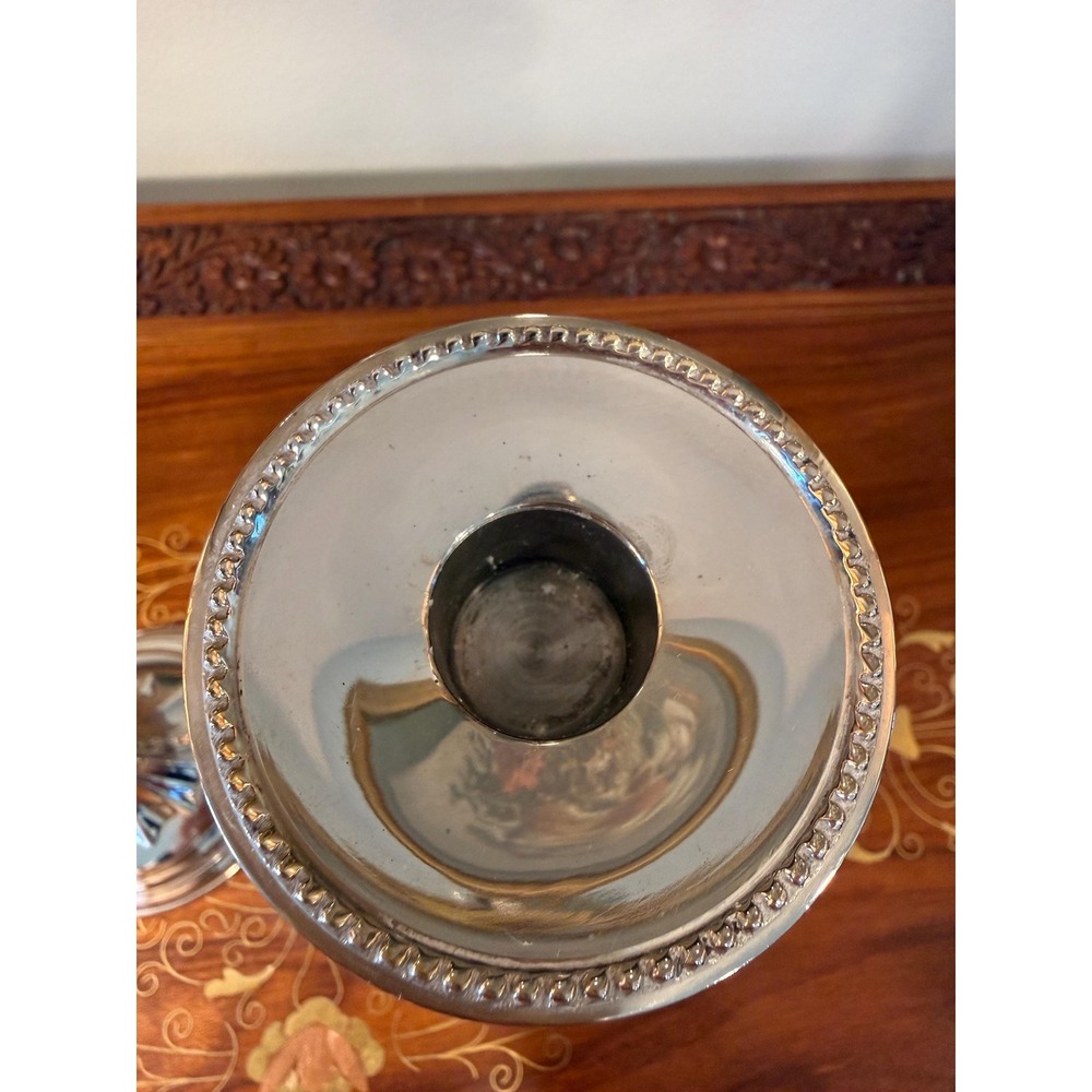 Bombay Silver Tone Candlestick Holders • Set of 2 Fluted Taper Candle Holders - Picture 10 of 16